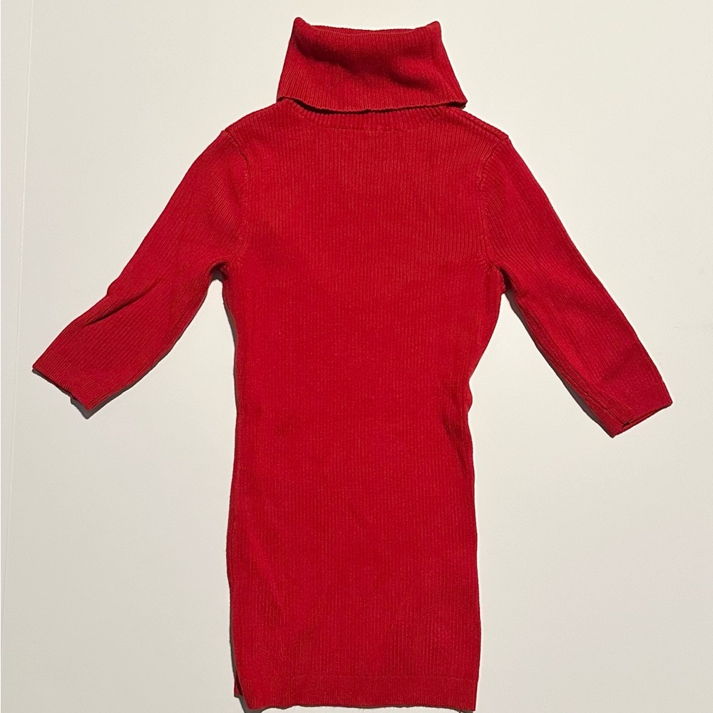 GUESS Red 3/4 Sleeve Turtleneck Sweater sz XS